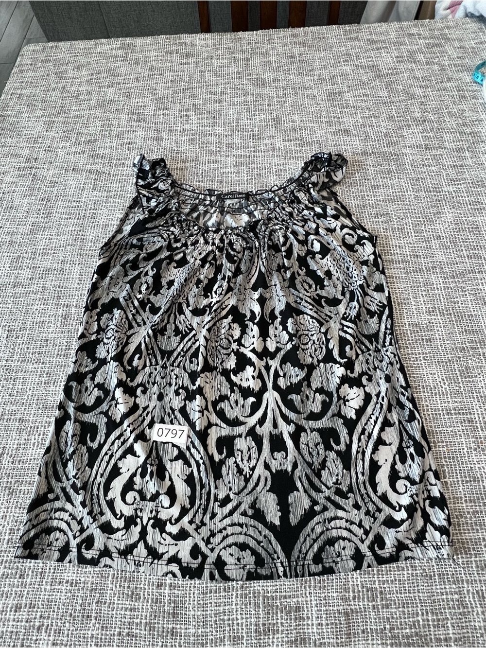 Carol Rose Black and White Damask Print Camisole